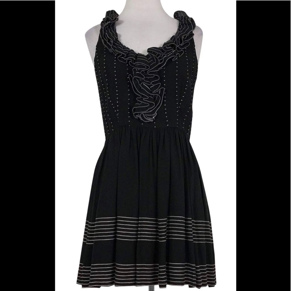 Kate Spade Black Dress White Stitching Silk sz 4 - Picture 1 of 8